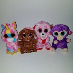 TY Beanie Boo Plush Lot Sweetikins Bear Zelda Dog Grapes Monkey Fantasia Unicorn